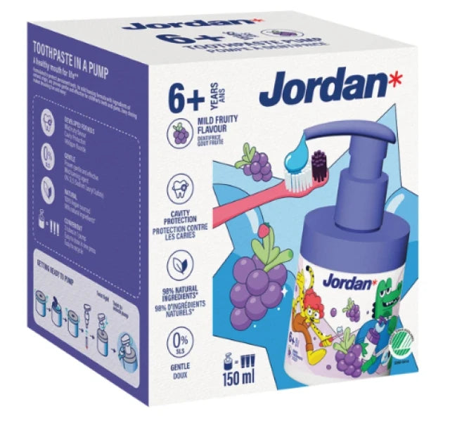 Jordan Mild Fruity Flavor Toothpaste Pump Παιδική Οδοντόκρεμα με Αντλία με Γεύση Φρούτων 6+ Χρονών 150ml