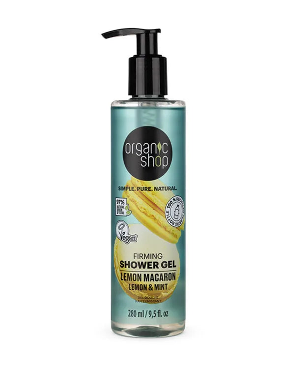 Organic Shop Firming Shower Gel Lemon Macaron Συσφικτικό Αφρόλουτρο Lemon Macaron Λεμόνι & Μέντα 280ml