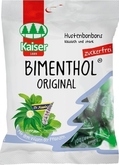 Kaiser 1889 Bimenthol Καραμέλες για Παιδιά & Ενήλικες για Ξηρό Βήχα Χωρίς Ζάχαρη & Γλουτένη Ευκάλυπτος & Μέντα 75gr 19τμχ