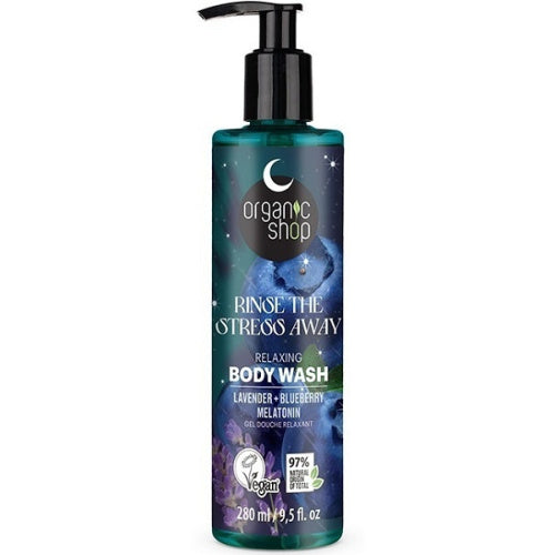Organic Shop Rinse The Stress Away Lavender + Blueberry Melatonin Χαλαρωτικό Αφρόλουτρο με Λεβάντα, Blueberry και Μελατονίνη 280ml