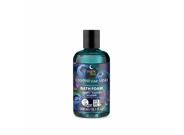 Organic Shop Dreamy Night Bath Lavender + Blueberry Melatonin Χαλαρωτικός Αφρός Μπάνιου με Λεβάντα, Blueberry και Μελατονίνη 300ml