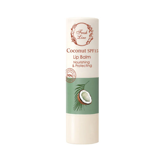 Coconut SPF15 Lip Balm με βιολογικό βούτυρο καριτέ, βιολογικό έλαιο καρύδας & εκχύλισμα από σύμφυτο