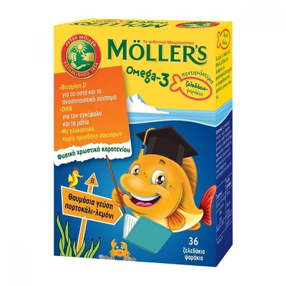 Moller's Omega-3 με Γεύση Πορτοκάλι-Λεμόνι 36 Ζελεδάκια-Ψαράκια
