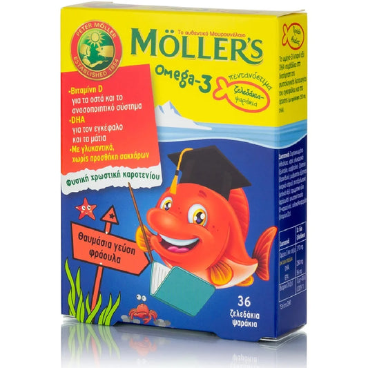 Moller's Omega-3 με Γεύση Φράουλα 36 Ζελεδάκια-Ψαράκια