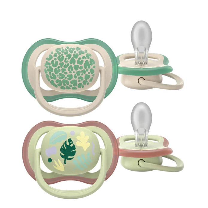 Philips Avent Ultra Air Ορθοδοντική Πιπίλα για 6-18m Μπεζ-Λαχανί 2 Τεμάχια [SCF087/17]
