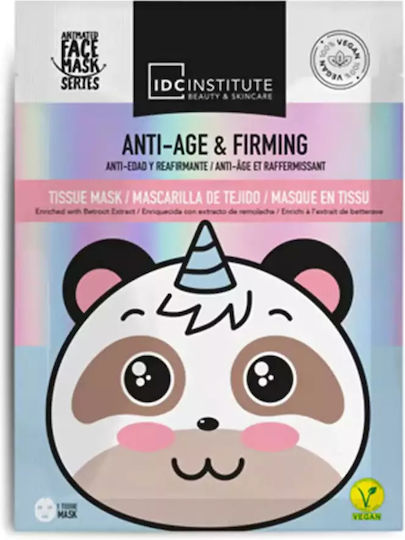 IDC Institute Vegan Cute Animals Animated Panda Sheet Μάσκα Προσώπου για Αντιγήρανση 25gr