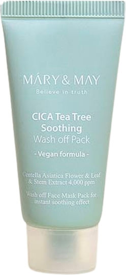 Mary & May Cica Teatree Soothing Wash Off Μάσκα Ομορφιάς Προσώπου Με Centella Asiatica & Άργιλο 30gr